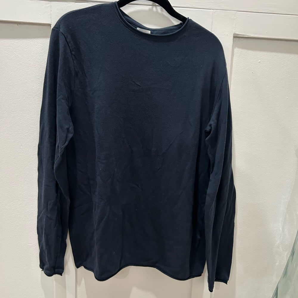 ZARA Men's Navy Blue Long Sleeve Shirt LARGE